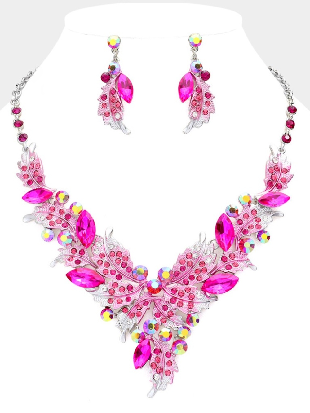 Evening Pretty In Pink Necklace & Earrings